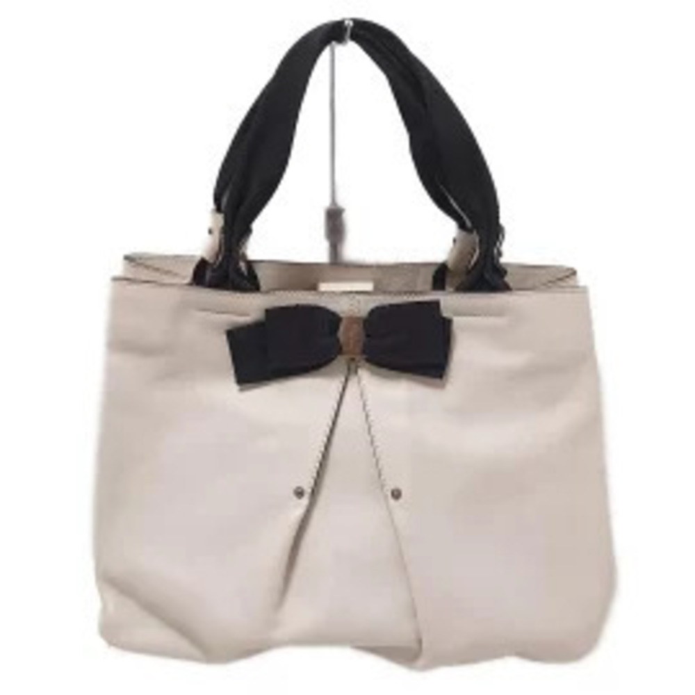 Salvatore Ferragamo Salvatore Vara Tote Bag Ivory White x Black Leather